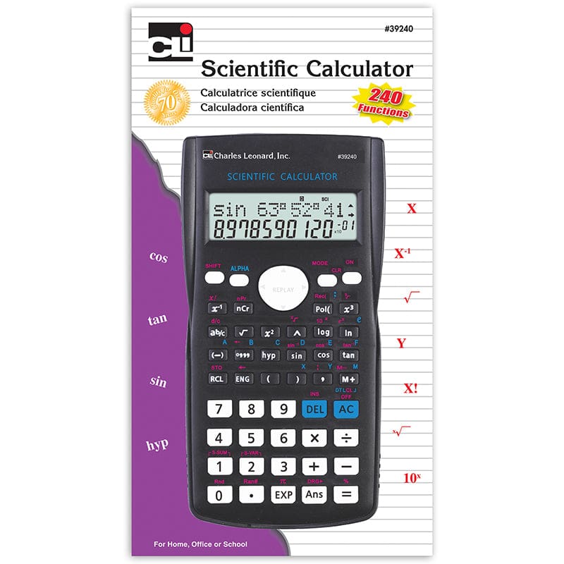 Scientific Calculator 12 Digit 240 Functions (Pack of 3) - Calculators - Charles Leonard