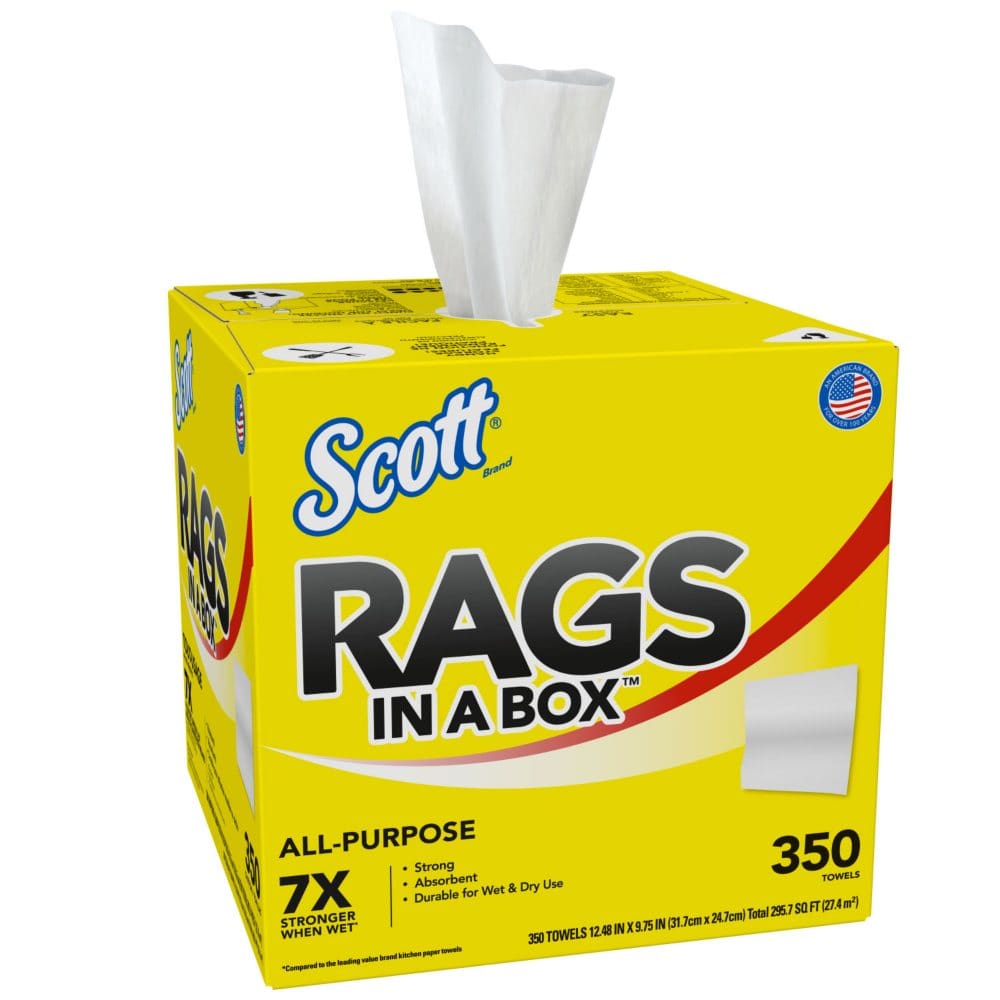 Scott Rags In a Box White All Purpose (350 Sheets/Box) - Commercial Cleaning Disposables - Scott Rags