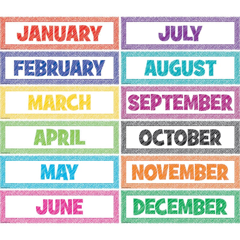 Scribble Monthly Headliners (Pack of 6) - Calendars - Teacher Created Resources