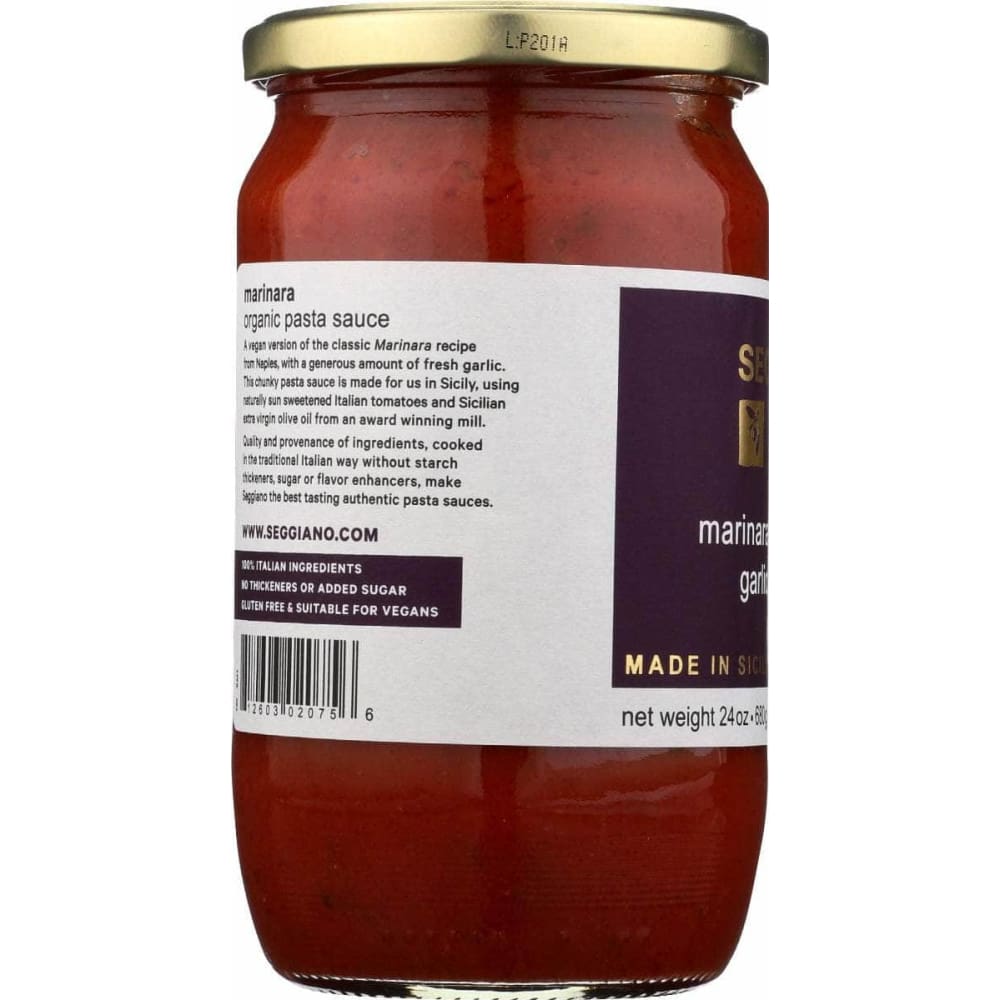 SEGGIANO Grocery > Pantry > Pasta and Sauces SEGGIANO: Sauce Pasta Marinara Org, 24 oz