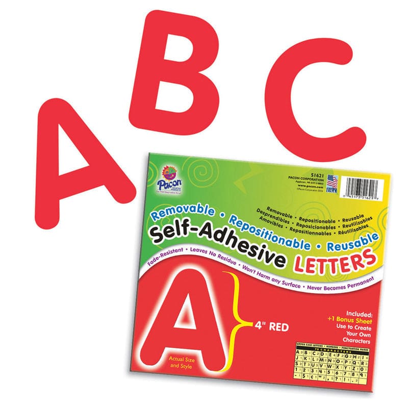 Self Adhesive Letter 4In Red (Pack of 3) - Letters - Dixon Ticonderoga Co - Pacon