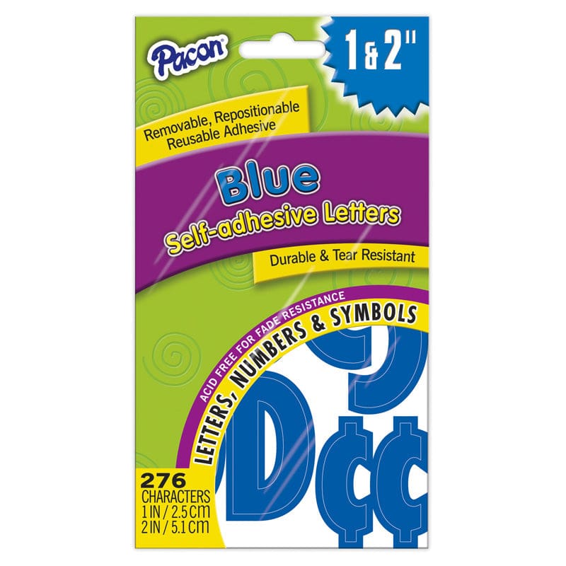 Self Stick Blue Letters Numbers And Symbols (Pack of 8) - Letters - Dixon Ticonderoga Co - Pacon