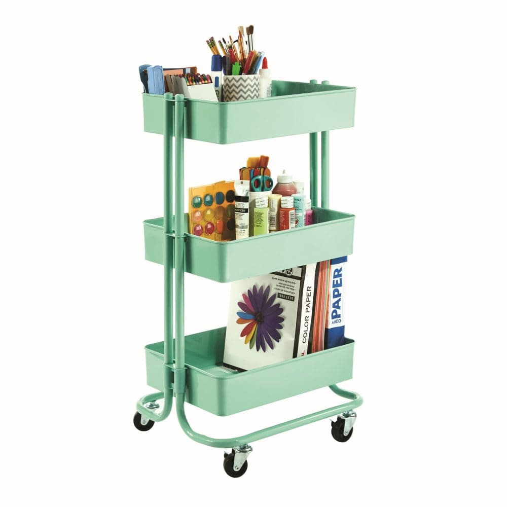 Seville Classics 3-Tier Rolling Steel Bin Trolley Cart - Storage Supplies - Seville Classics