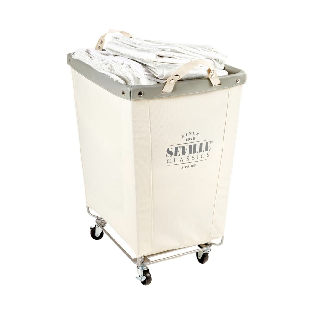 Seville Classics Commercial Heavy-Duty Canvas Laundry Hamper with Wheels - Laundry Organization - Seville Classics