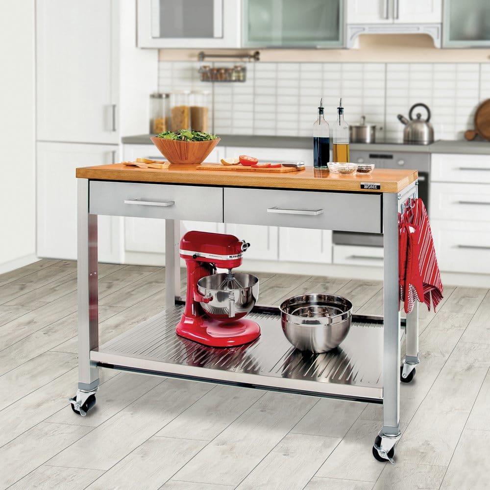 Seville Classics Home Workcenter Island (Kitchen Cart) 48 W x 24 D x 37.5 H - Storage Supplies - Seville Classics