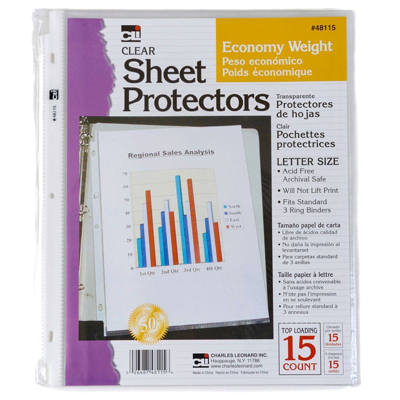 Sheet Protectors Economy 15/Bg (Pack of 12) - Sheet Protectors - Charles Leonard