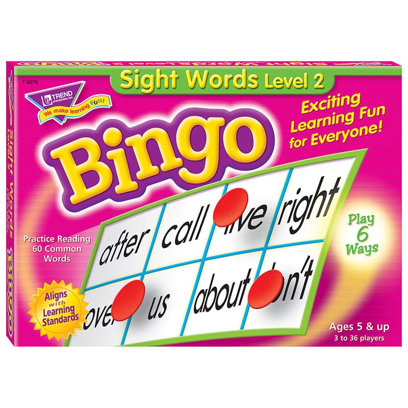 Sight Words Level 2 Bingo Game (Pack of 3) - Bingo - Trend Enterprises Inc.