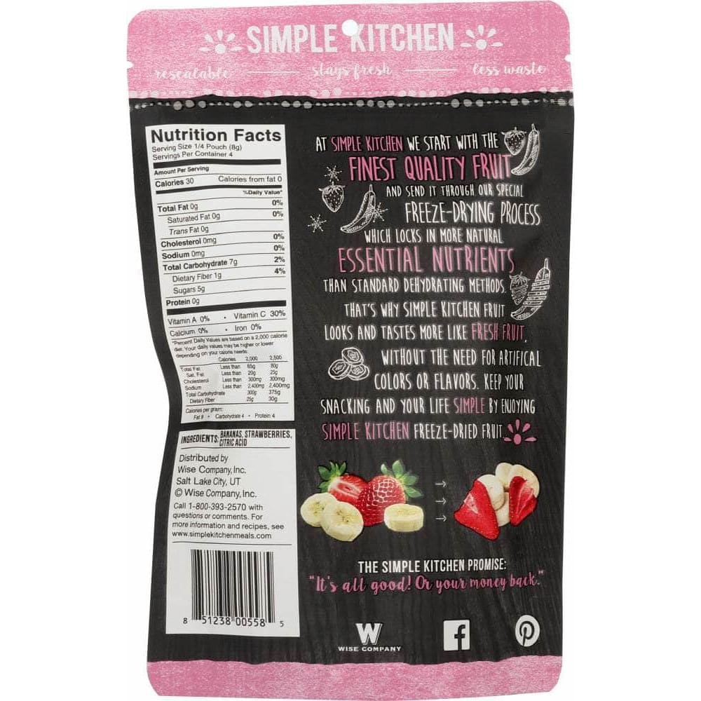 SIMPLE KICHEN Grocery > Snacks > Fruit Snacks SIMPLE KITCHEN: Strawberries & Bananas Real Fruit Snacks, 1.1 oz