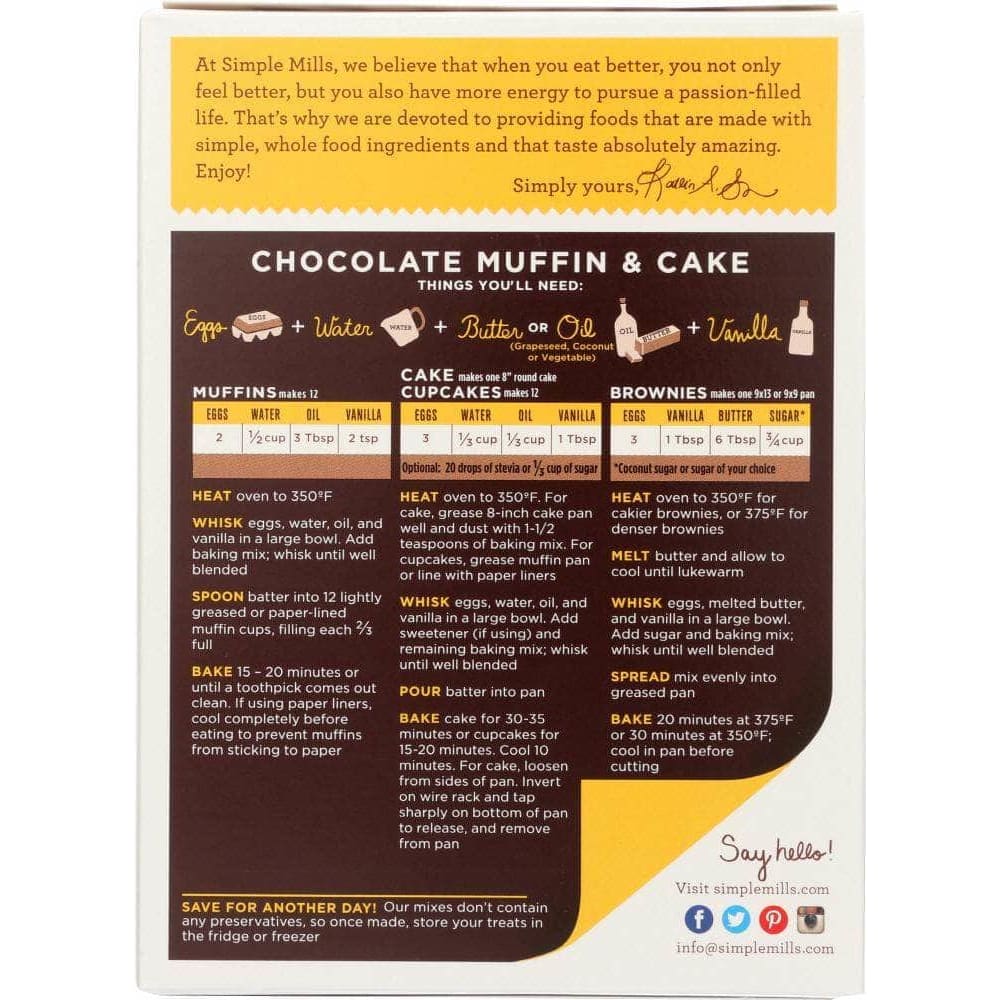 Simple Mills Simple Mills Gluten Free Chocolate Muffin and Cake Almond Flour Mix, 10.4 oz