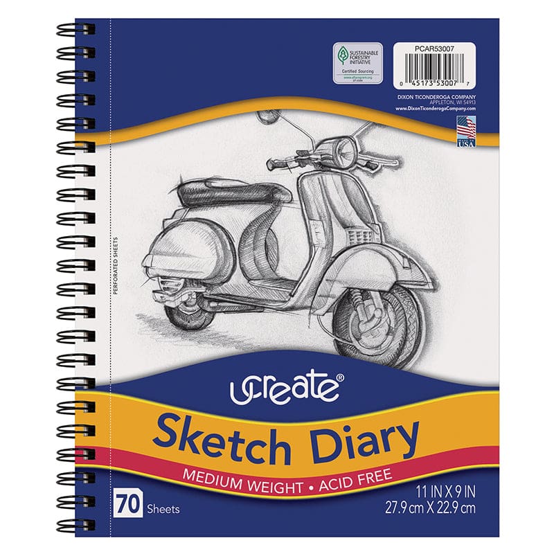 Sketch Diary Medium Weight 11X9 70 Sheets (Pack of 6) - Drawing Paper - Dixon Ticonderoga Co - Pacon