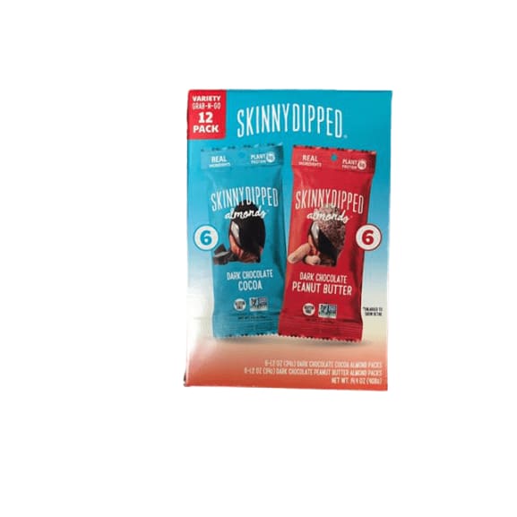 SKINNYDIPPED almonds Dark Chocolate Variety Pack (Cocoa & Peanut Butter), 12 x 1.2 oz. - ShelHealth.Com