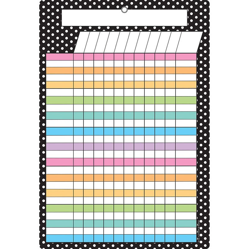 Smart Blck White Plk Dots Incentive Chart Dry-Erase Surface (Pack of 12) - Incentive Charts - Ashley Productions