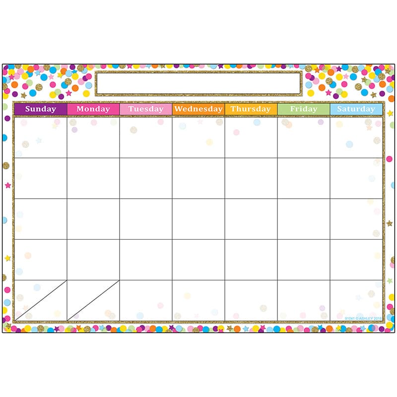 Smart Confetti Calendar Chart Dry-Erase Surface (Pack of 12) - Calendars - Ashley Productions