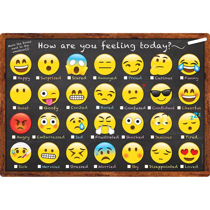 Smart Emoji How You Feeling Chart Dry-Erase Surface (Pack of 12) - Social Studies - Ashley Productions