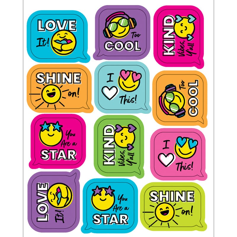 Smiley Faces Shape Stickers Kind Vibes (Pack of 12) - Stickers - Carson Dellosa Education