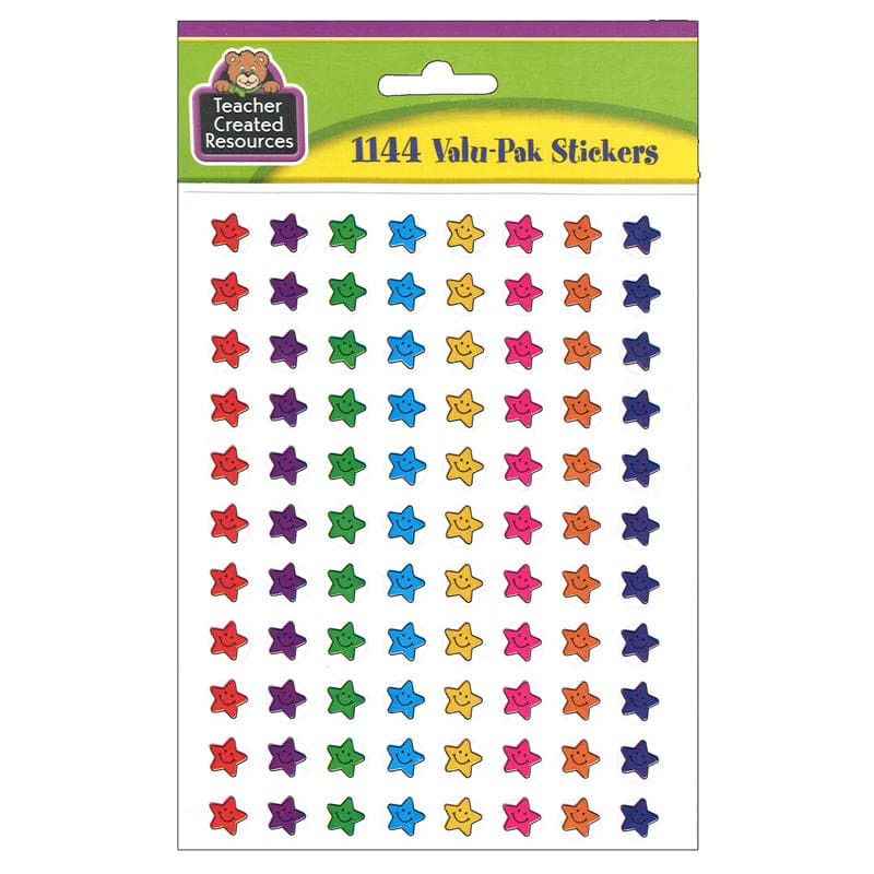 Smiley Stars Mini Stickers Valu-Pak 1144/Pk (Pack of 10) - Stickers - Teacher Created Resources