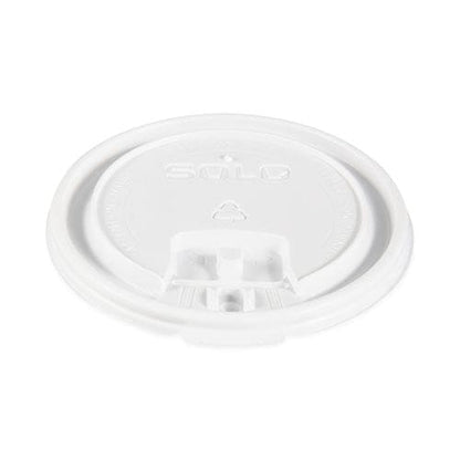 SOLO Lift Back And Lock Tab Lids For Paper Cups Fits 10 Oz To 24 Oz Cups White 100/sleeve 10 Sleeves/carton - Food Service - SOLO®
