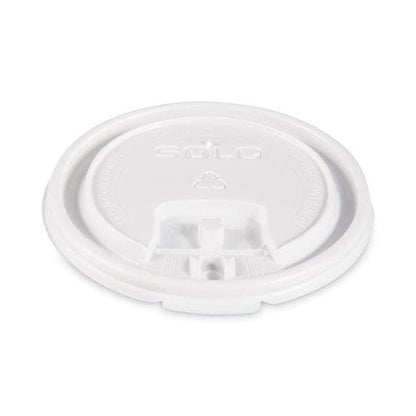 SOLO Lift Back And Lock Tab Lids For Paper Cups Fits 10 Oz Cups White 100/sleeve 10 Sleeves/carton - Food Service - SOLO®