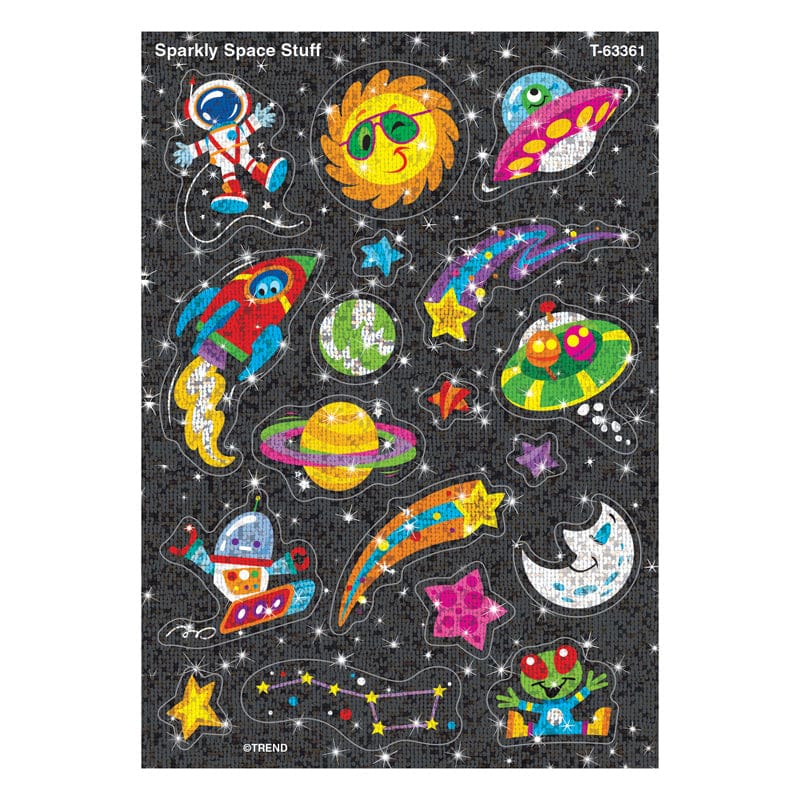 Sparkly Space Stuff Sparkle Stickrs 36 Ct (Pack of 12) - Stickers - Trend Enterprises Inc.