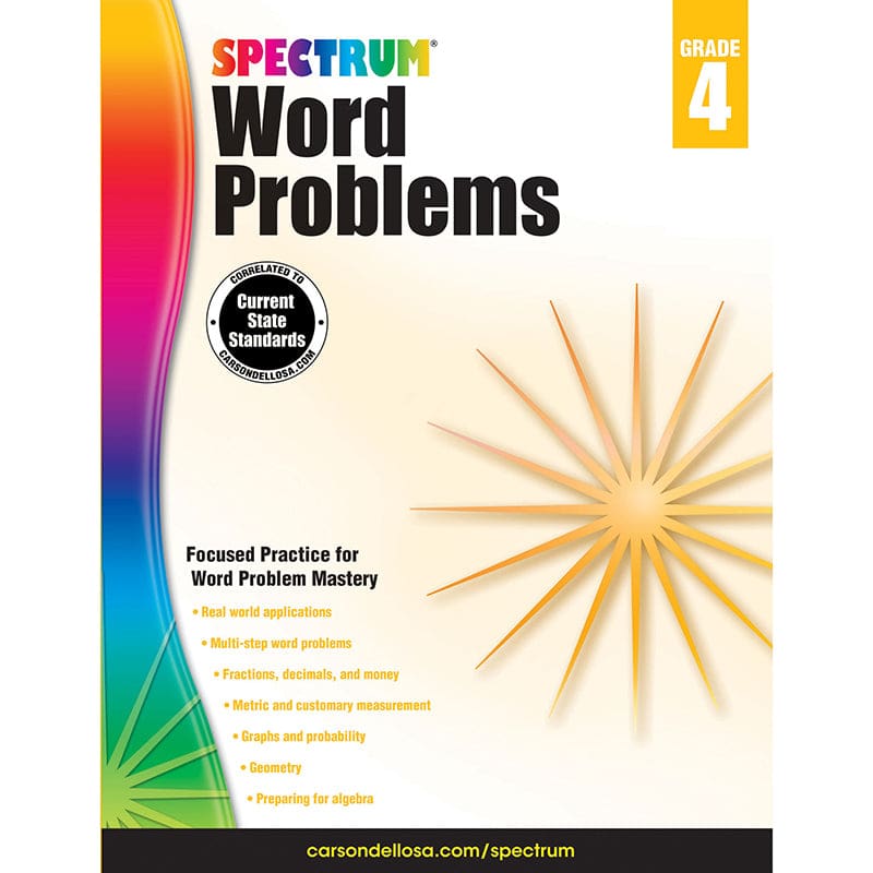 Spectrum Gr4 Word Problems Workbook (Pack of 6) - Activity Books - Carson Dellosa Education