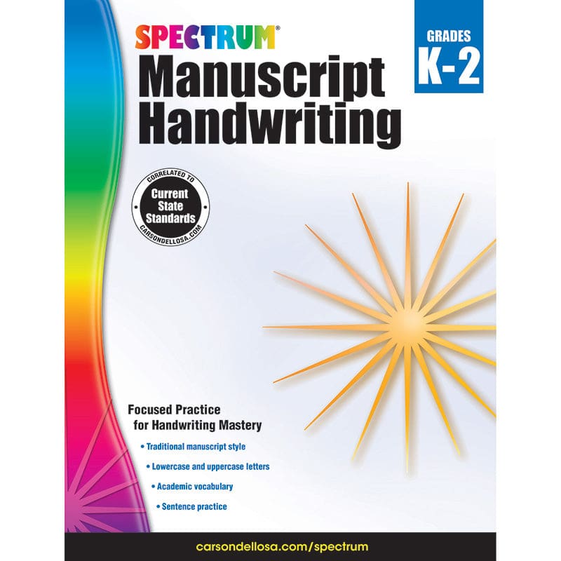 Spectrum Manuscript Handwriting Gr K-2 (Pack of 6) - Handwriting Skills - Carson Dellosa Education