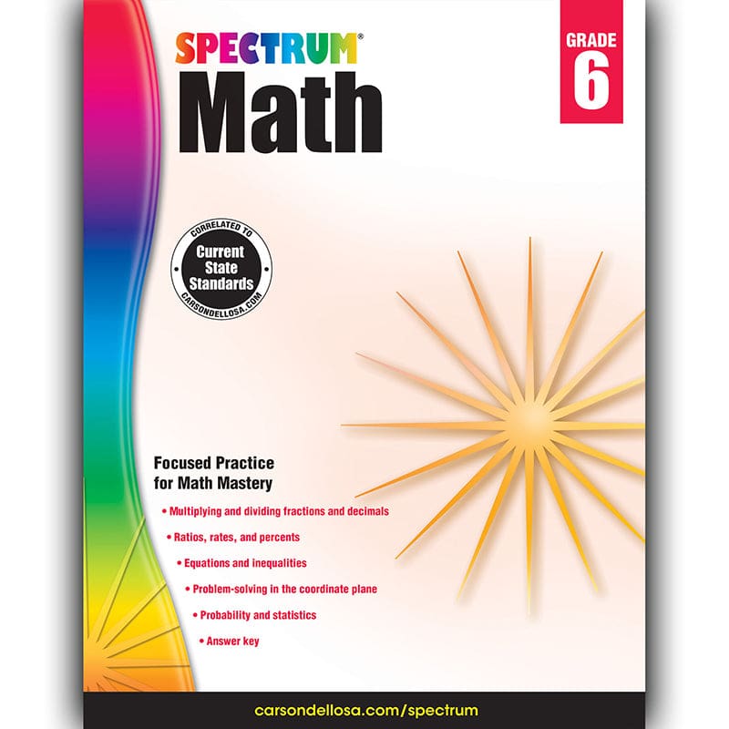 Spectrum Math Gr 6 (Pack of 6) - Activity Books - Carson Dellosa Education