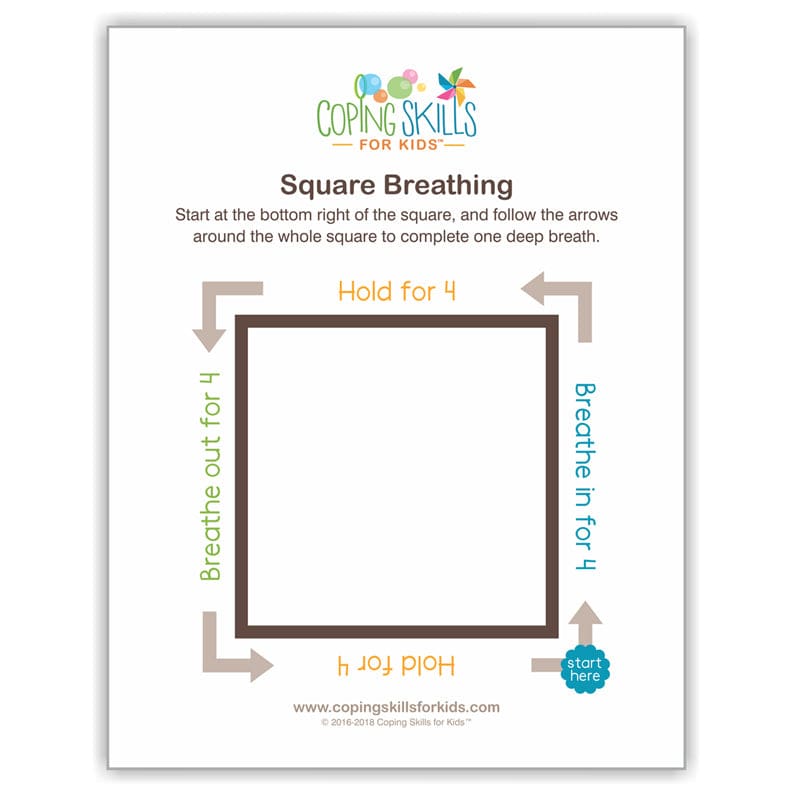 Square Deep Breathing Poster (Pack of 10) - Classroom Theme - Coping Skills For Kids