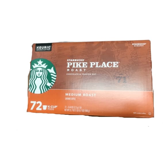 Starbucks Pike Place Roast Coffee K-Cup Portion Packs for Keurig Brewers, 72 Count - ShelHealth.Com