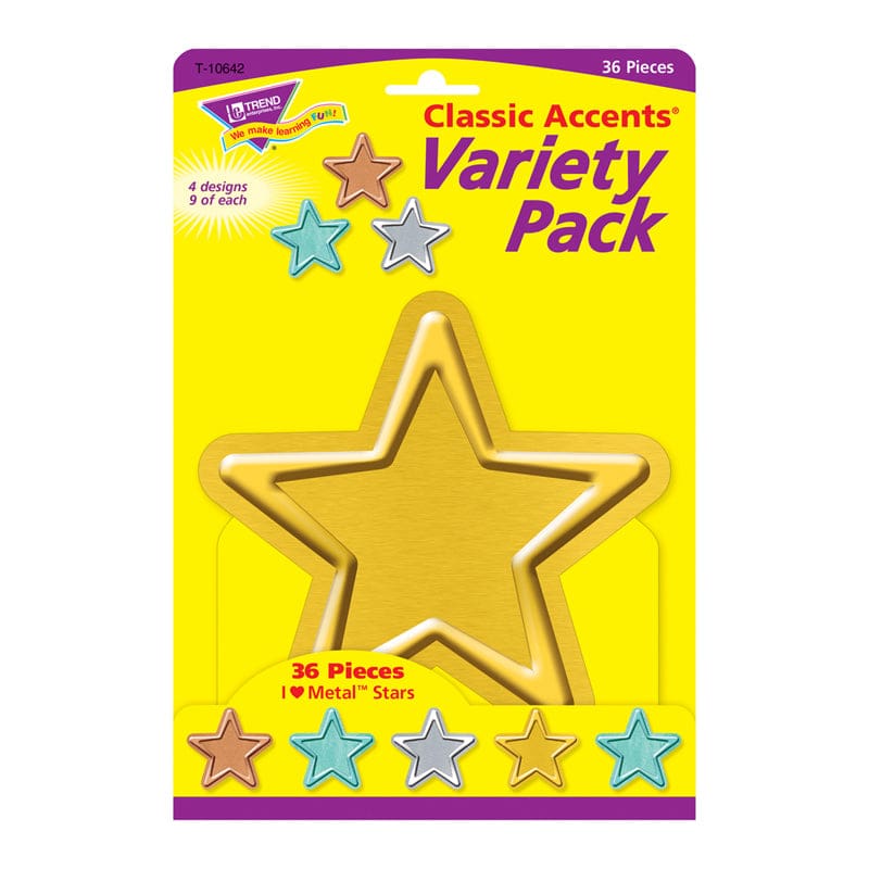 Stars Classic Accents Var Pack I Heart Metal (Pack of 6) - Accents - Trend Enterprises Inc.