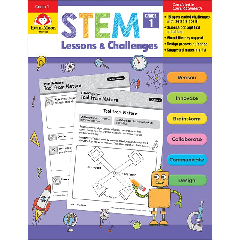 Stem Lessons & Challenges Grade 1 (Pack of 2) - Activity Books & Kits - Evan-moor