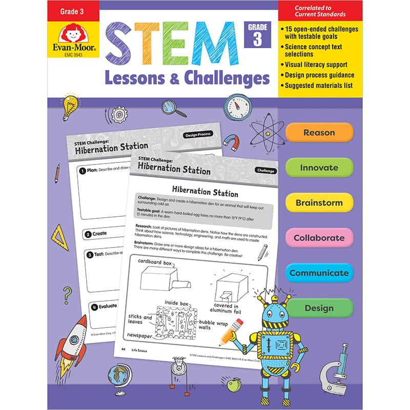 Stem Lessons & Challenges Grade 3 (Pack of 2) - Activity Books & Kits - Evan-moor