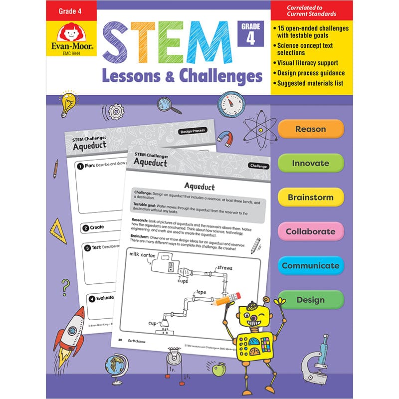 Stem Lessons & Challenges Grade 4 (Pack of 2) - Activity Books & Kits - Evan-moor