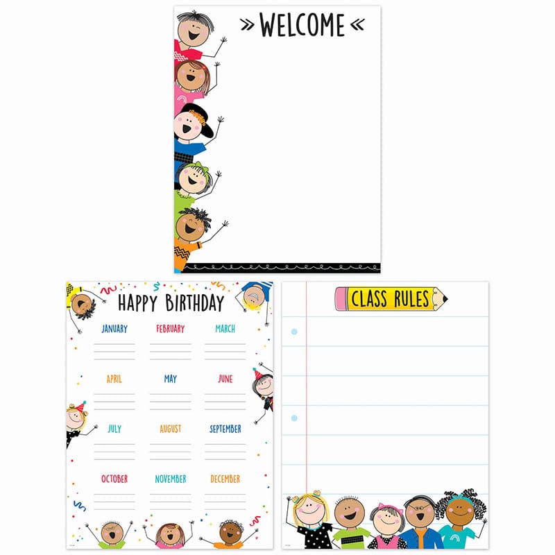 Stick Kids Essentials 3-Chart Pack (Pack of 3) - Classroom Theme - Creative Teaching Press