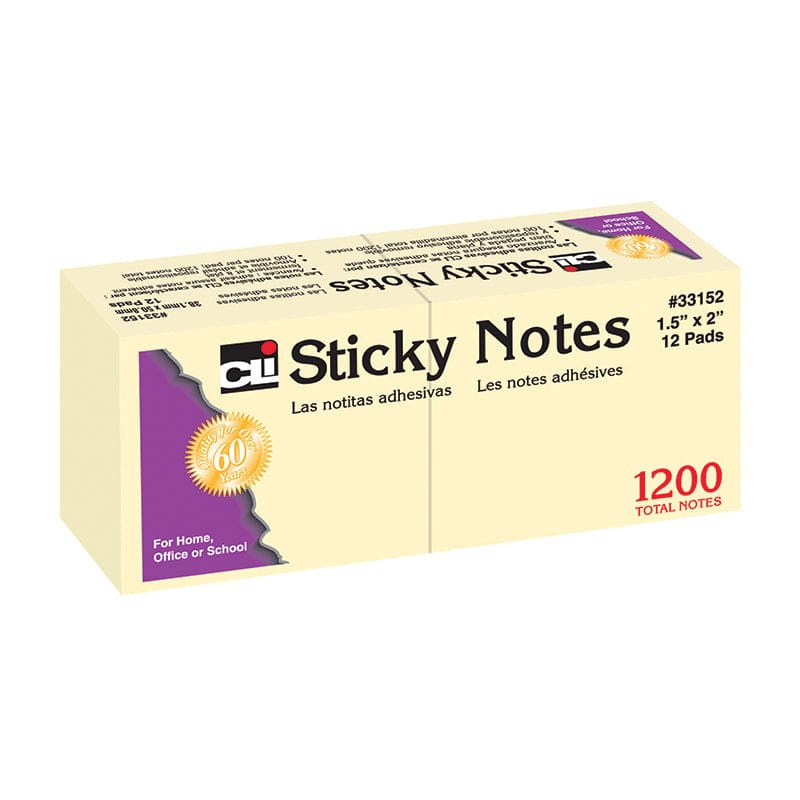 Sticky Notes 1 1/2X2 Plain (Pack of 12) - Post It & Self-Stick Notes - Charles Leonard