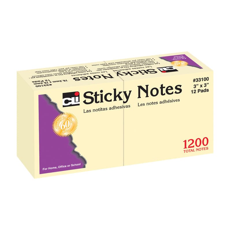 Sticky Notes 3X3 Plain (Pack of 8) - Post It & Self-Stick Notes - Charles Leonard