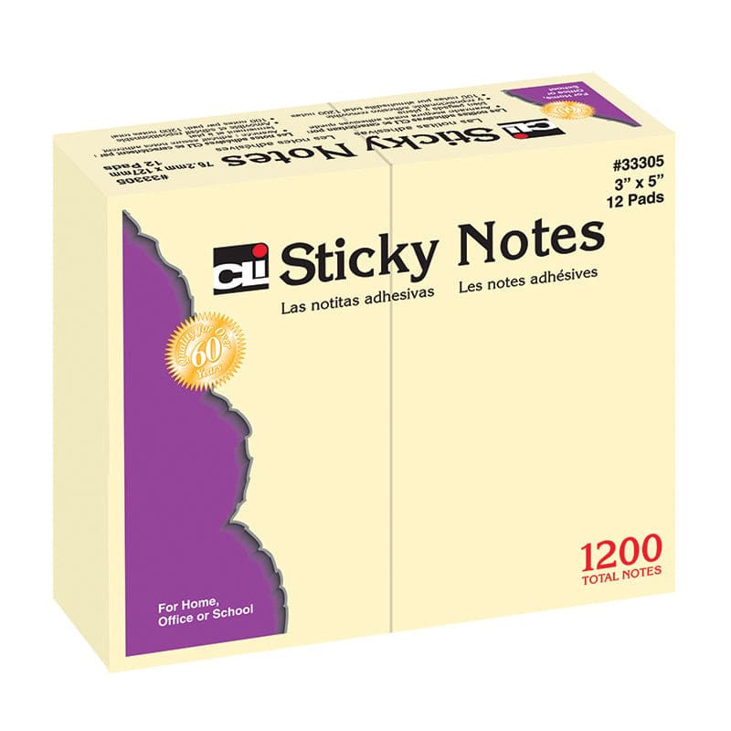 Sticky Notes 3X5 Plain (Pack of 6) - Post It & Self-Stick Notes - Charles Leonard