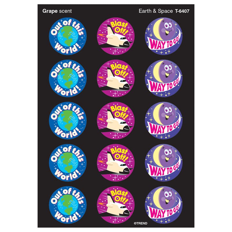 Stinky Stickers Earth & Space 60/Pk Acid-Free Grape (Pack of 12) - Science - Trend Enterprises Inc.