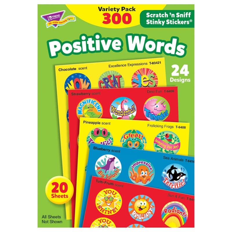 Stinky Stickers Positive Words Acid-Free Variety 300/Pk (Pack of 6) - Motivational - Trend Enterprises Inc.