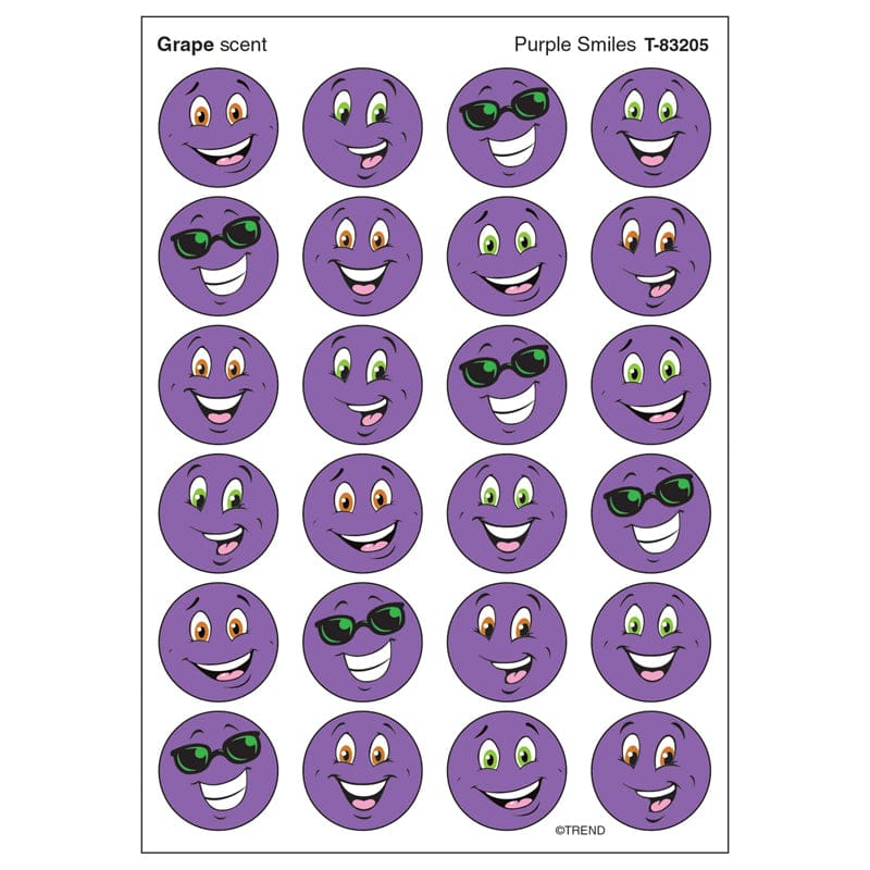 Stinky Stickers Purple Smiles/Grape (Pack of 12) - Stickers - Trend Enterprises Inc.