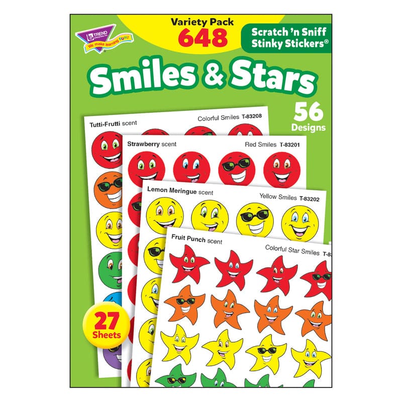 Stinky Stickers Smiles Stars 648/Pk Jumbo Acid-Free Variety Pk (Pack of 2) - Stickers - Trend Enterprises Inc.