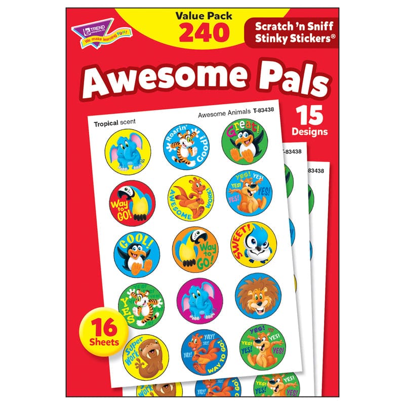 Stnky Stickr Variety Pk Awesome Pal Scratch N Sniff (Pack of 6) - Stickers - Trend Enterprises Inc.