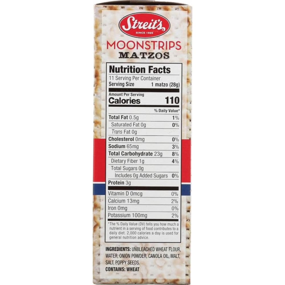 STREITS Streits Moonstrip Onion And Poppy Matzo, 11 Oz