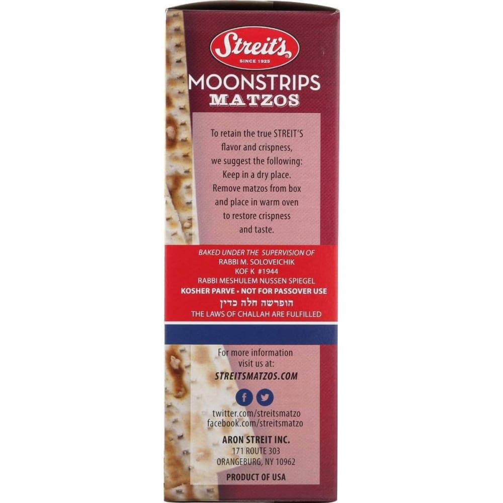 STREITS Streits Moonstrip Onion And Poppy Matzo, 11 Oz