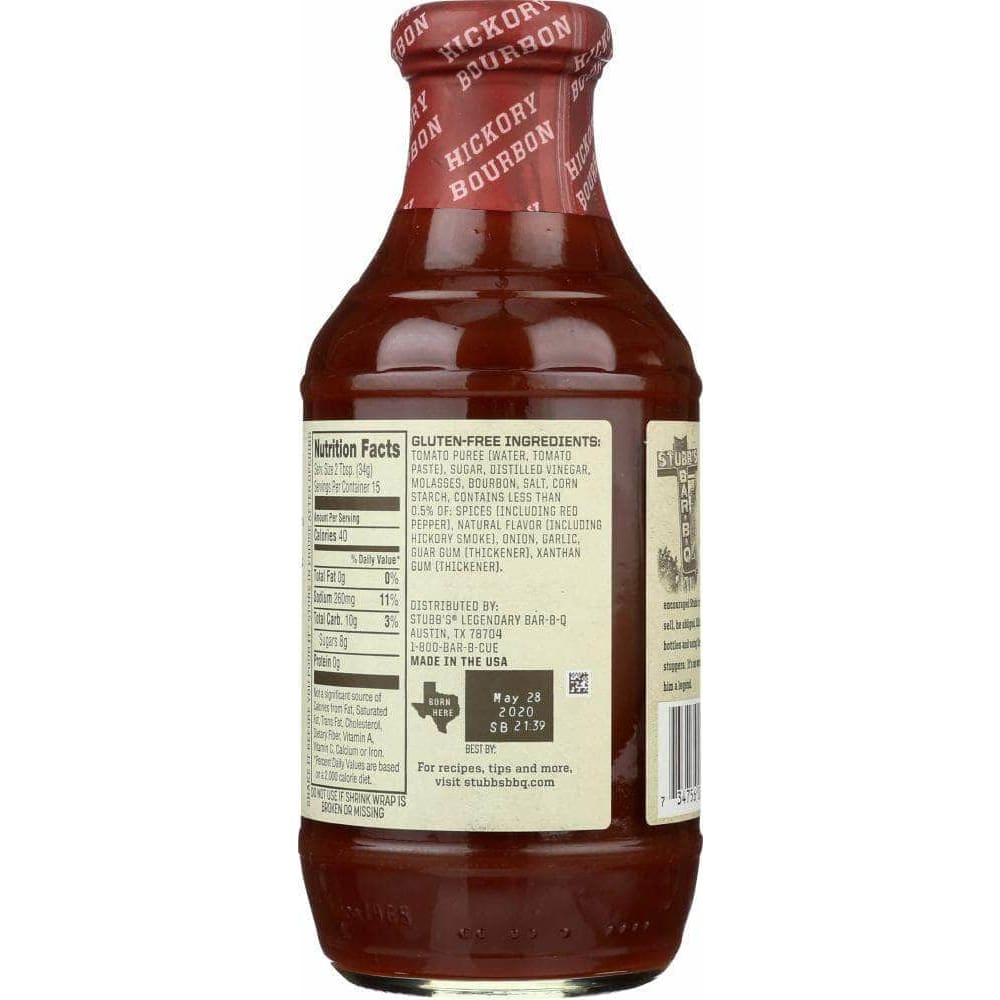 Stubbs Stubb's All-Natural Bar-B-Q Sauce Hickory Bourbon, 18 oz