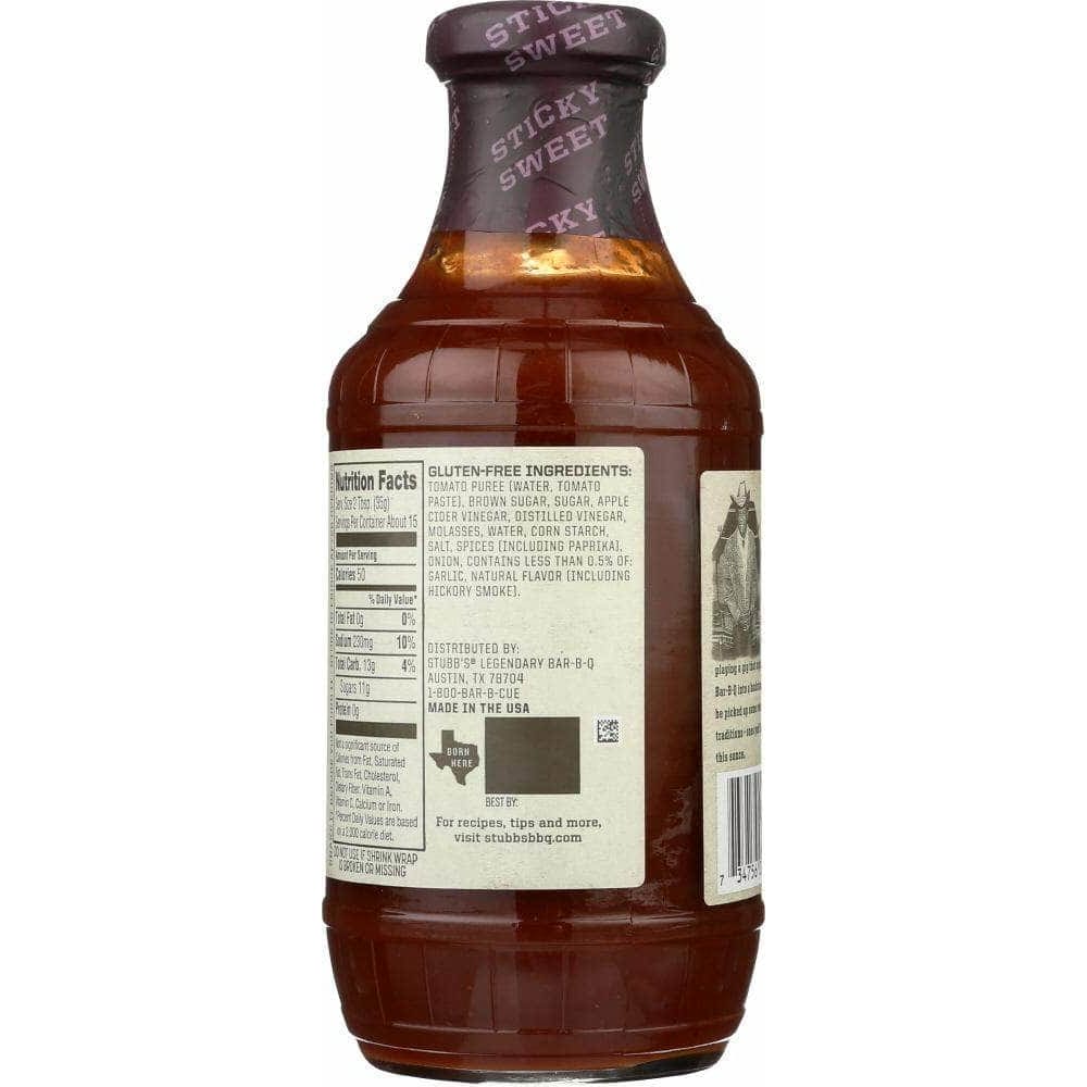 Stubbs Stubb's All-Natural Bar-B-Q Sauce Sticky Sweet, 18 Oz