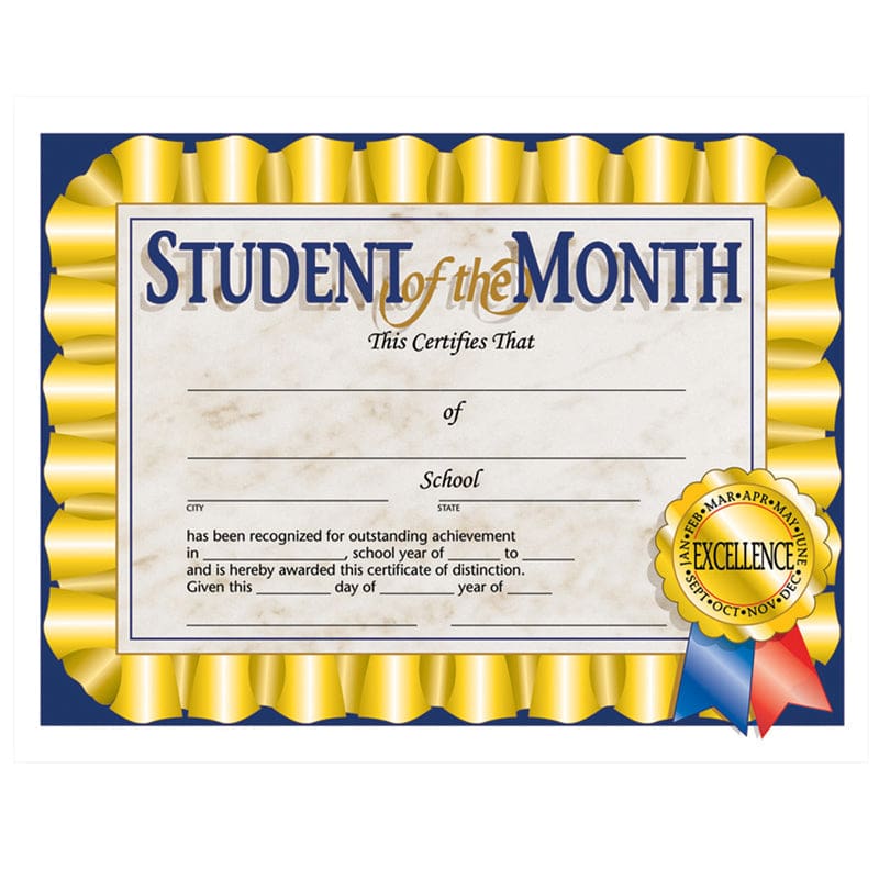 Student Of The Month 30/Pk 8.5 X 11 Certificates (Pack of 8) - Certificates - Flipside