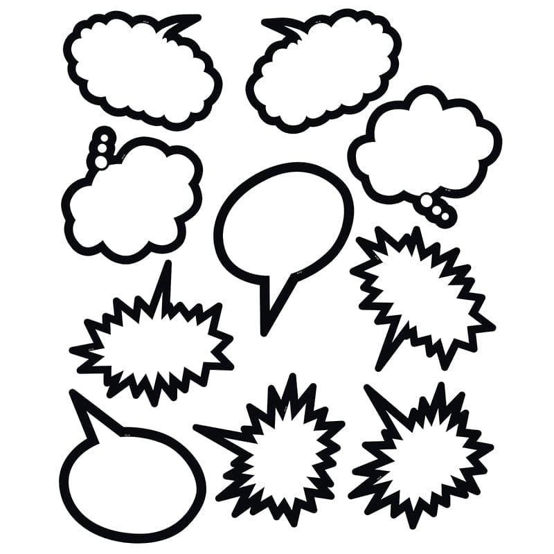 Superhero Black & White Speech Thought Bubbles Accents (Pack of 8) - Accents - Teacher Created Resources