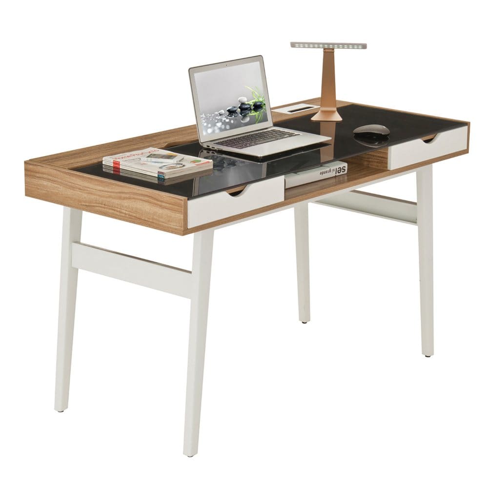 Techni Mobili Compact Computer Desk with Multiple Storage Walnut - Office Desks - Techni Mobili