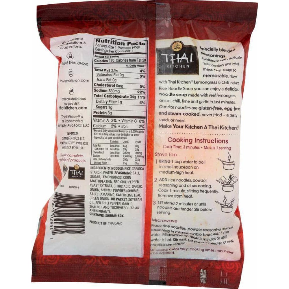 Thai Kitchen Thai Kitchen Instant Rice Noodle Soup Lemongrass & Chili, 1.6 oz