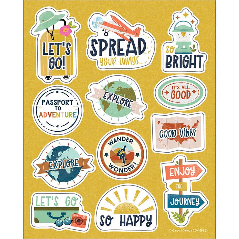 Think Positive Motivationl Stickers Lets Explore (Pack of 12) - Stickers - Carson Dellosa Education